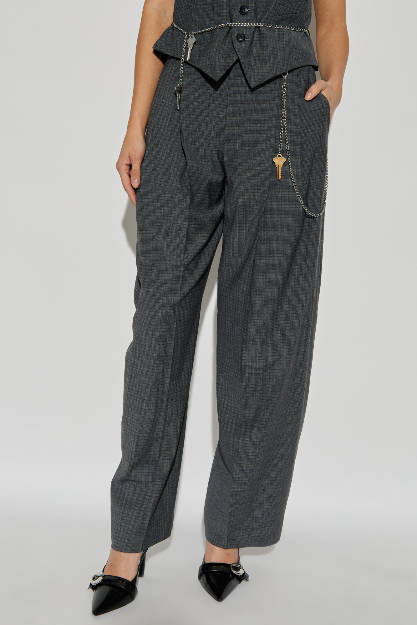 パンツ Alexander Wang Grey Wool-Blend Trousers Grey Plaid patterned trousers Alexander Wang - Vitkac Italy